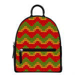 Knitted Reggae Pattern Print Leather Backpack