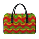 Knitted Reggae Pattern Print Leather Duffle Bag