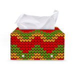 Knitted Reggae Pattern Print Leather Tissue Box Cover