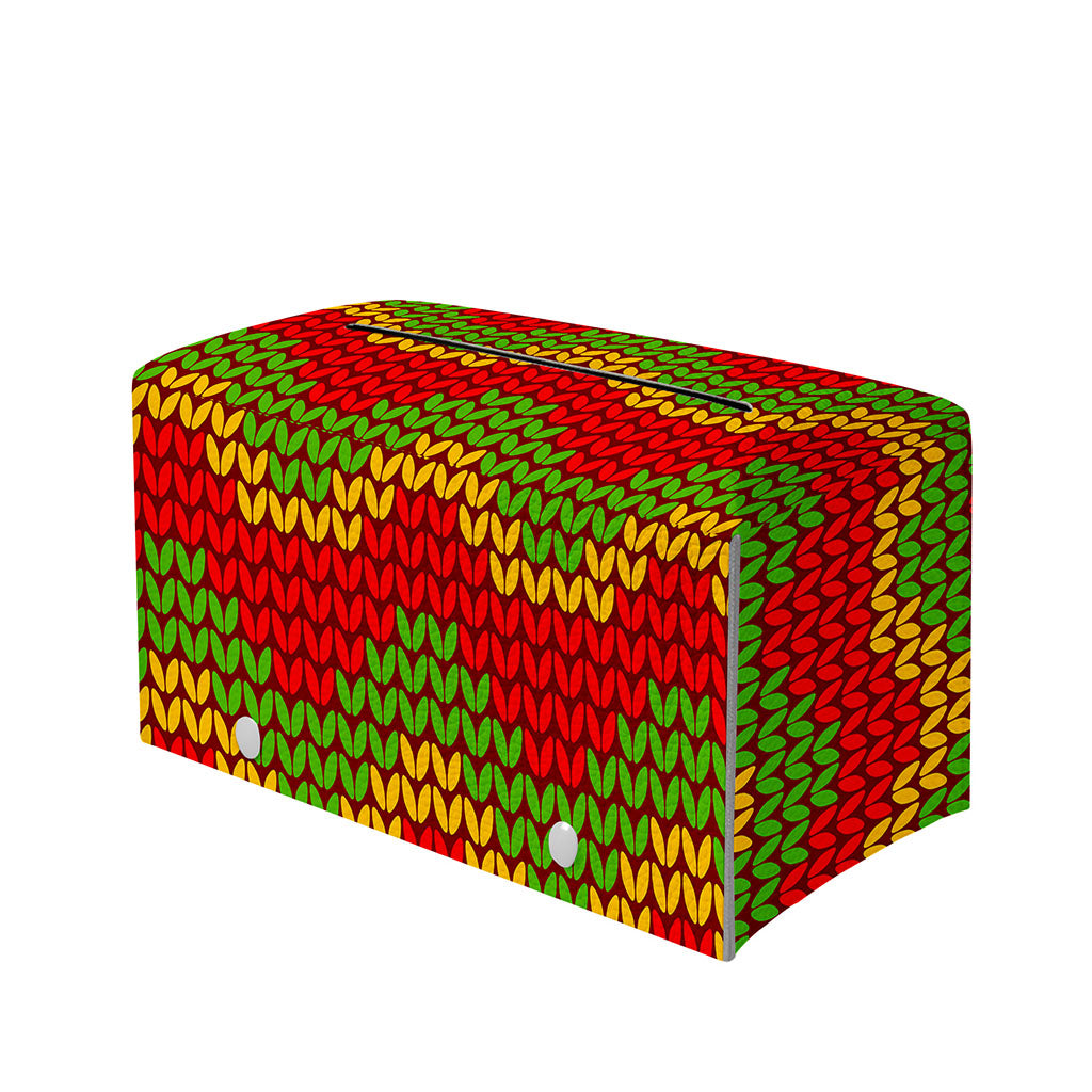 Knitted Reggae Pattern Print Leather Tissue Box Cover
