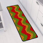 Knitted Reggae Pattern Print Long Kitchen Mat