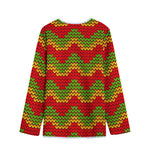 Knitted Reggae Pattern Print Long Sleeve Short Coat
