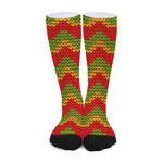 Knitted Reggae Pattern Print Long Socks