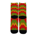 Knitted Reggae Pattern Print Long Socks
