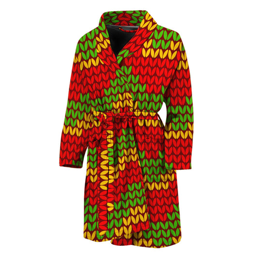 Knitted Reggae Pattern Print Men's Bathrobe