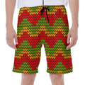 Knitted Reggae Pattern Print Men's Beach Shorts
