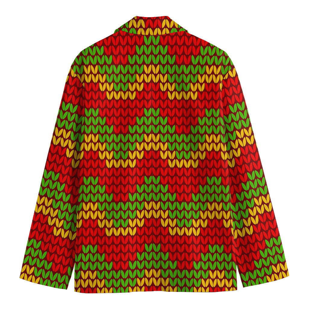 Knitted Reggae Pattern Print Men's Blazer
