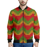 Knitted Reggae Pattern Print Men's Bomber Jacket