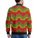Knitted Reggae Pattern Print Men's Bomber Jacket