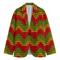 Knitted Reggae Pattern Print Men's Cotton Blazer