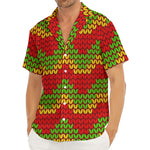 Knitted Reggae Pattern Print Men's Deep V-Neck Shirt
