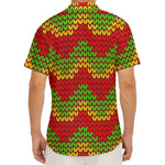 Knitted Reggae Pattern Print Men's Deep V-Neck Shirt