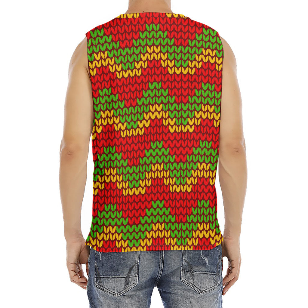 Knitted Reggae Pattern Print Men's Fitness Tank Top