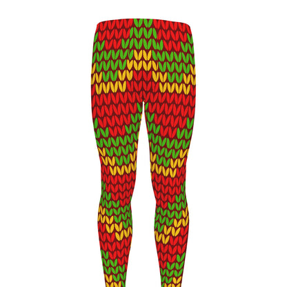 Knitted Reggae Pattern Print Men's leggings