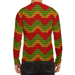 Knitted Reggae Pattern Print Men's Long Sleeve Rash Guard