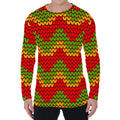 Knitted Reggae Pattern Print Men's Long Sleeve T-Shirt