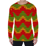 Knitted Reggae Pattern Print Men's Long Sleeve T-Shirt