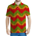 Knitted Reggae Pattern Print Men's Polo Shirt