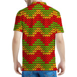 Knitted Reggae Pattern Print Men's Polo Shirt