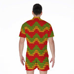 Knitted Reggae Pattern Print Men's Rompers