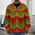 Knitted Reggae Pattern Print Men's Shirt Jacket