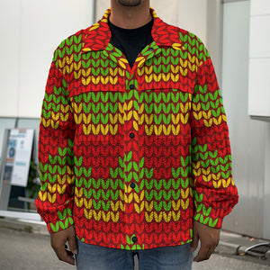 Knitted Reggae Pattern Print Men's Shirt Jacket