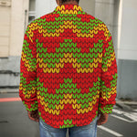 Knitted Reggae Pattern Print Men's Shirt Jacket