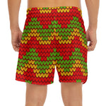 Knitted Reggae Pattern Print Men's Split Running Shorts