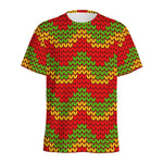 Knitted Reggae Pattern Print Men's Sports T-Shirt