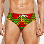 Knitted Reggae Pattern Print Men's Swim Briefs