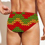 Knitted Reggae Pattern Print Men's Swim Briefs