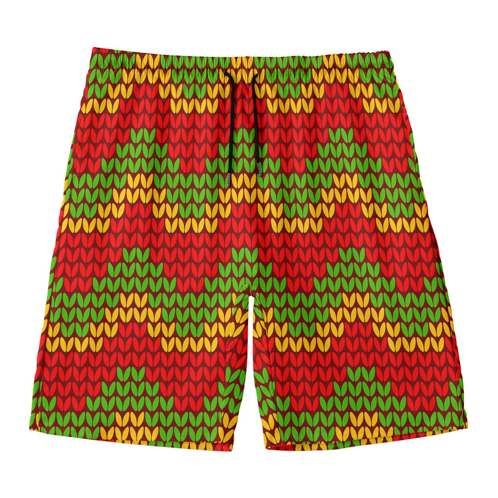 Knitted Reggae Pattern Print Men's Swim Trunks