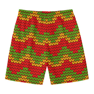 Knitted Reggae Pattern Print Men's Swim Trunks