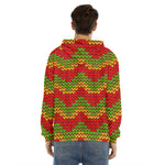 Knitted Reggae Pattern Print Men's Velvet Pullover Hoodie