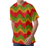 Knitted Reggae Pattern Print Men's Velvet T-Shirt