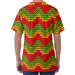 Knitted Reggae Pattern Print Men's Velvet T-Shirt
