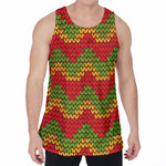 Knitted Reggae Pattern Print Men's Velvet Tank Top