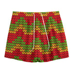 Knitted Reggae Pattern Print Mesh Shorts