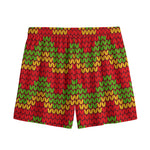 Knitted Reggae Pattern Print Mesh Shorts