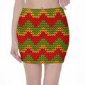 Knitted Reggae Pattern Print Pencil Mini Skirt