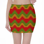 Knitted Reggae Pattern Print Pencil Mini Skirt
