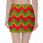 Knitted Reggae Pattern Print Pencil Mini Skirt