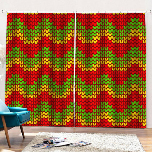 Knitted Reggae Pattern Print Pencil Pleat Curtains