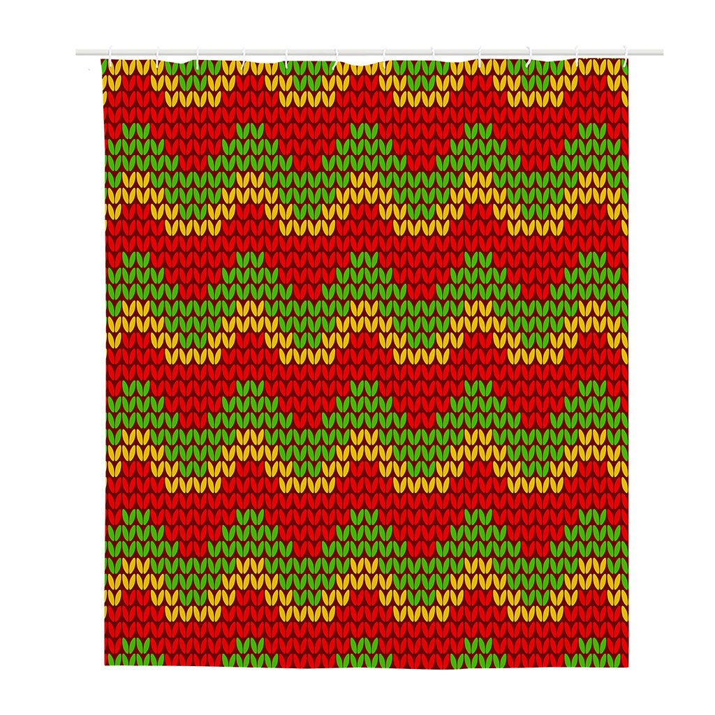 Knitted Reggae Pattern Print Polyester Shower Curtain