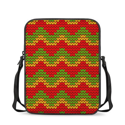 Knitted Reggae Pattern Print Rectangular Crossbody Bag