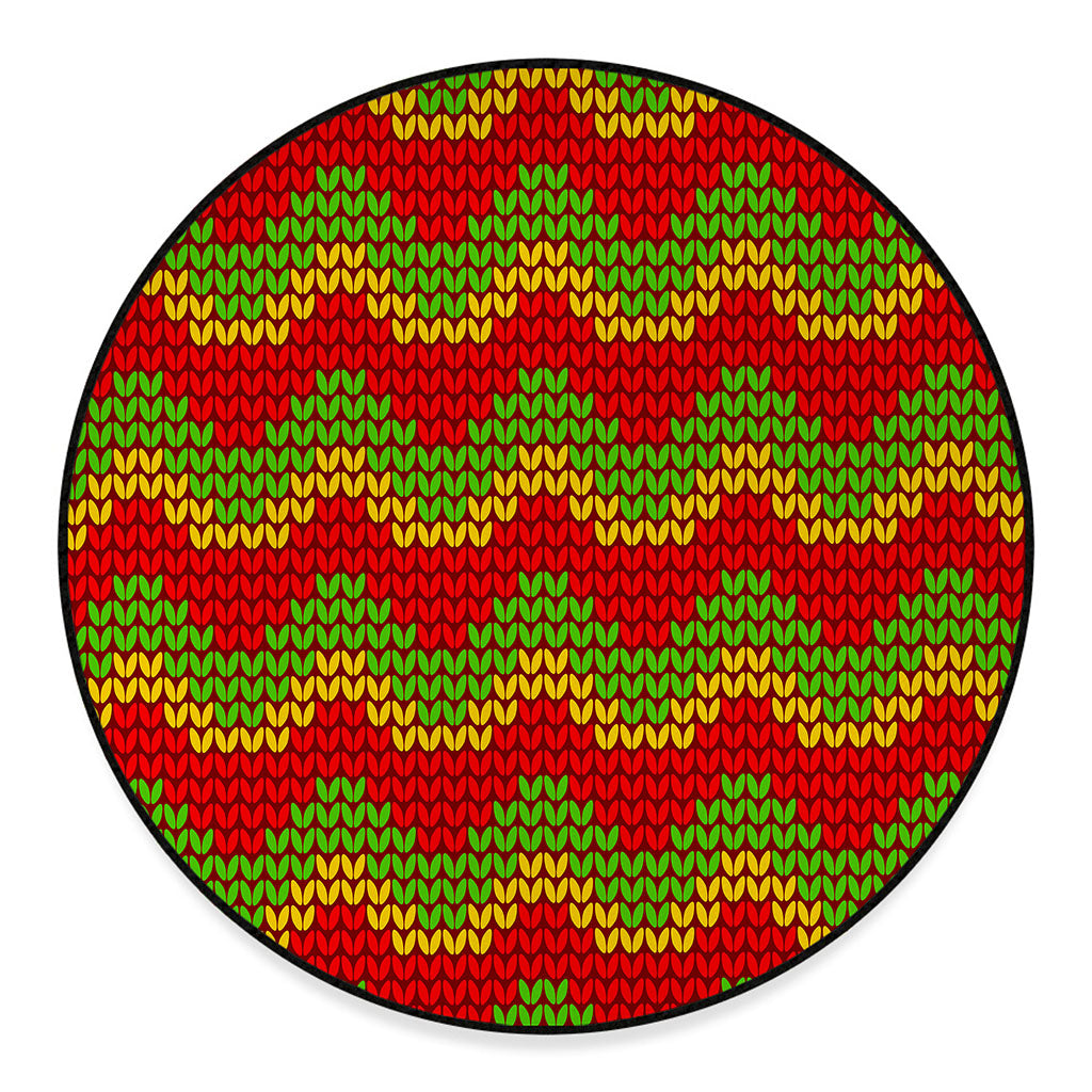 Knitted Reggae Pattern Print Round Floor Mat