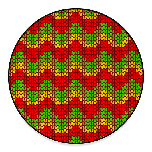 Knitted Reggae Pattern Print Round Floor Mat