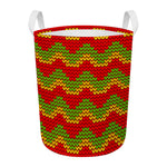 Knitted Reggae Pattern Print Round Laundry Basket