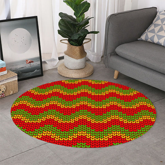 Knitted Reggae Pattern Print Round Rug