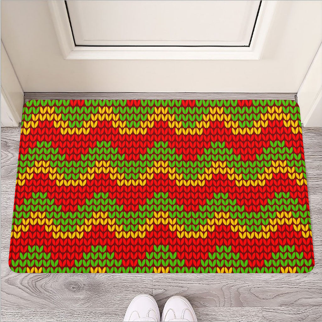 Knitted Reggae Pattern Print Rubber Doormat